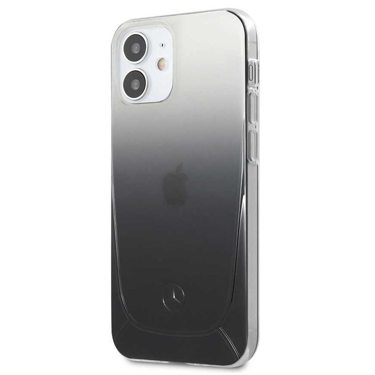CG MOBILE Mercedes-Benz Transparent Phone Case Embossed 1 Compatible for iPhone 12 Mini (5.4) Officially Licensed - Black Gradient