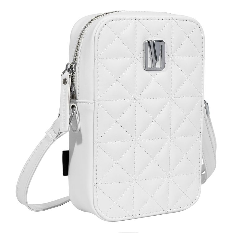Levelo Albino Ladies Phone Pouch with Faux Leather Material, Adjustable Strap, Exquisite Safeguarding, Card & Coin Slot Included, Universal Phone Compatibility - White