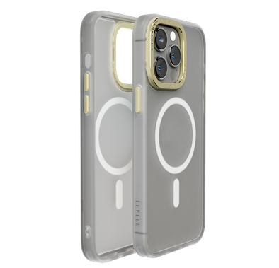 Levelo Magsafe Kayo Matte Back Case for iPhone 14 Pro Max - Matte Clear/Champagne