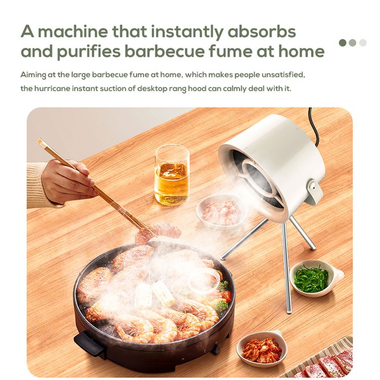 Porodo Lifestyle Portable Mini Smoke Exhaust with Filter, Washable Filters, Powerful Suction, Polymer Filter,  Adjustable Fan Speed - Beige 