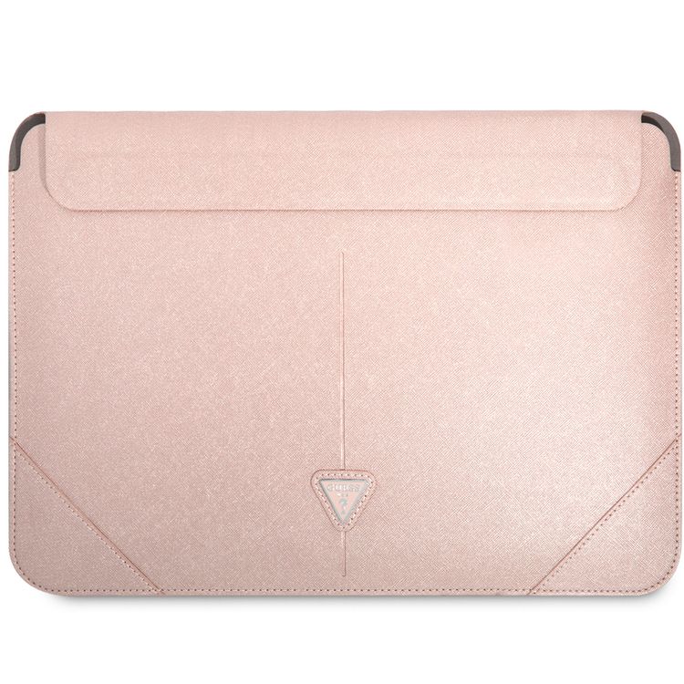 CG Mobile Guess GUCS16PSATLP Saffiano Computer Sleeve with Metal Triangle Logo 16" Protection Bag for or Macbook / Laptop up to 16 inches - Pink