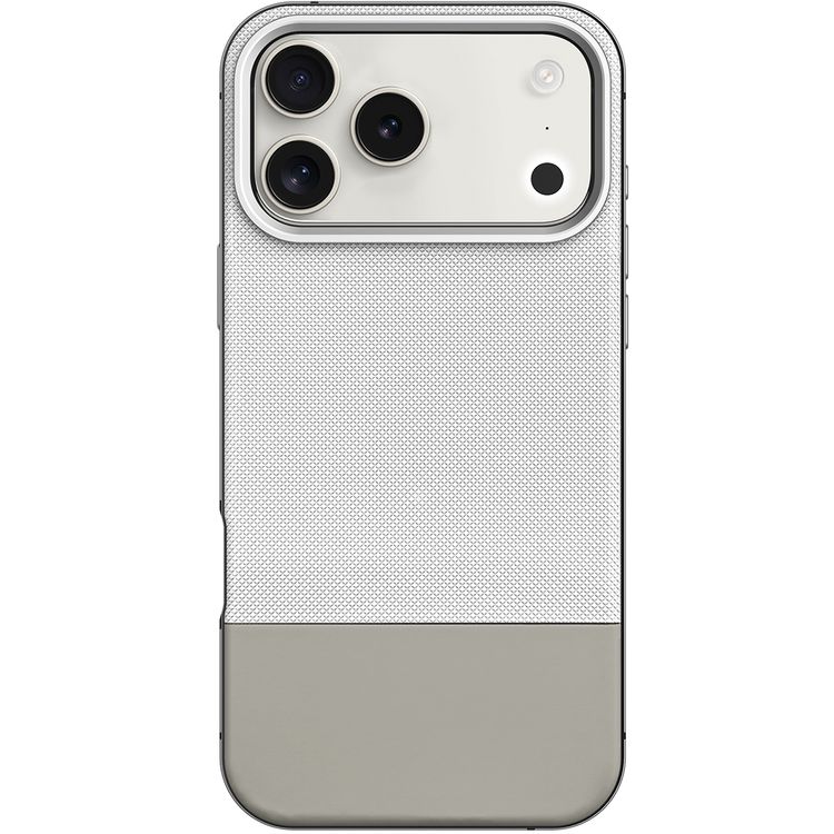 Levelo Cuir Leather Hybrid Case with Comfortable Grip for iPhone 17 Pro Max, Strong Magnets & MagSafe Compatible, Shock-Resistant Bumper, Aluminum Alloy Frame for Camera & Buttons, Drop-Tested - Silverstone