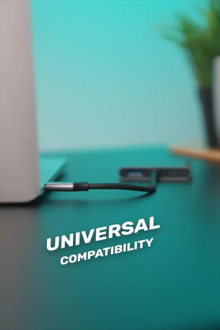 Powerology 4-in-1 USB-C Multi-Function Hub, Aluminum-Alloy Shell, Compatible with Windows 10/11, macOS 10.10+, Android 6.0+ with USB-C DP Alt Mode, 100W Power Delivery, Plug & Play, Portable Design - Gray