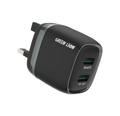 Green Lion Dual Port Wall Charger with 3-Pin UK Plug, 12W...