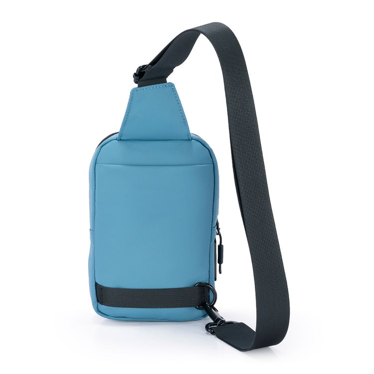Porodo Lifestyle Sling Bag with Adjustable Shoulder Strap, Durable Material, Smooth Zipper, Type-C Charging Port, PD 20W, Water Resistant - Black / Blue