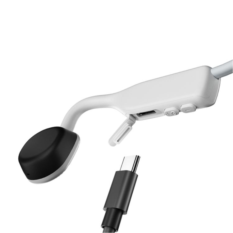 SHOKZ OpenMove Wireless Neckband Hesdphones with High Sound Quality, Open-Ear Comfort, Lightweight Design, 6 Hours Battery Life and Sweatproof - White