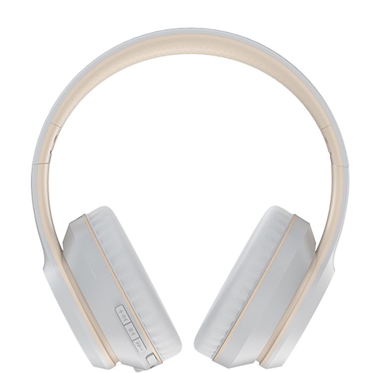 Devia Kintone Series Wireless Headset with HIFI Sound Quality, Hands-free Calling, Subwoofer Switch Button, 24 Hours Playtime, Foldable Design, Lightweight - White
