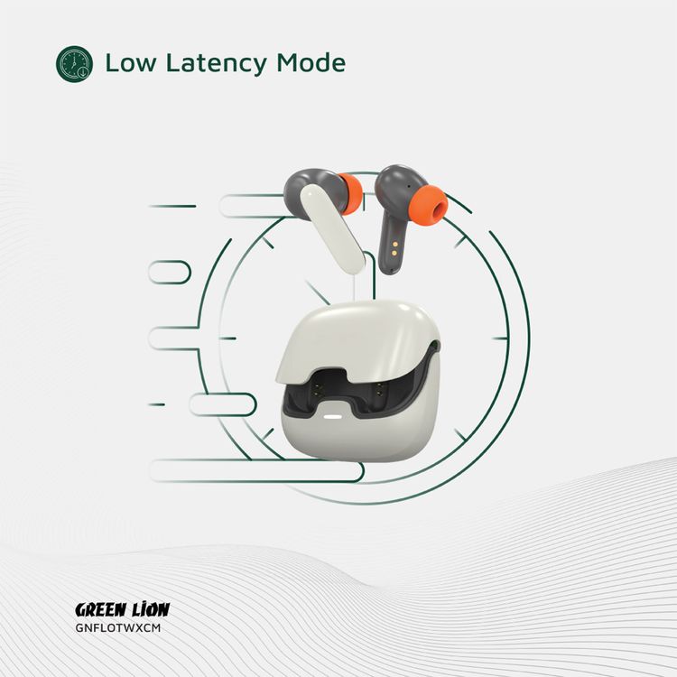 Green Lion Florence True Wireless Earbuds with Touch Control, Low Latency Mode, Voice Assistant, Quad -Mic with ENC Technology, Gaming Mode, Up to 6 Hours Play Time, 100 Hours Standby Time, Type-C Charging Port, Above 10m Transmission Range - Cream