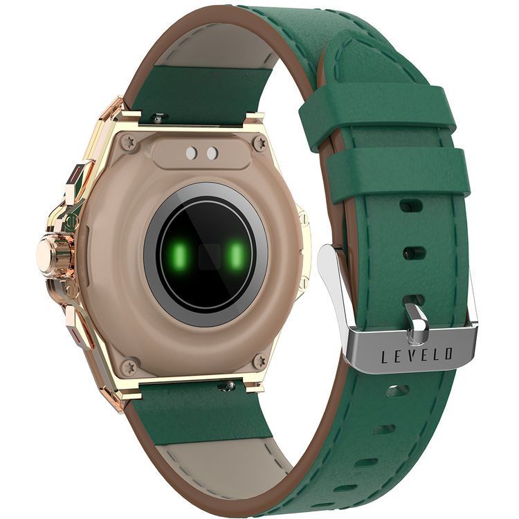 Levelo Oak Automatique Hybrid Smart Watch, Amoled Display, IP68 Water Resistant, Health Monitoring - Green 