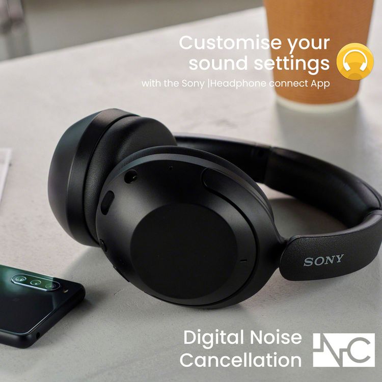 Sony WH-XB910N Wireless Headphones with Noise Cancelling, Compatible with Google Assistant and Alexa, Handy & Foldable Design, Switch Between Devices Effortlessly - Black