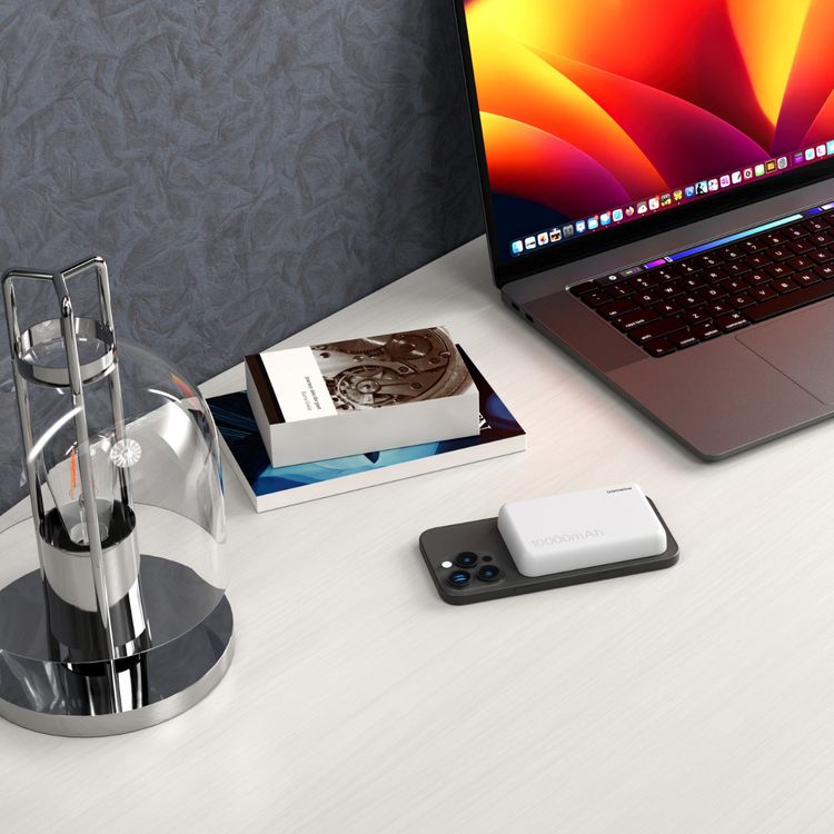 بورودو باور بانك MagSafe بسعة 10000mAh مع شحن سريع، تصميم محمول ومدمج، مدخل Type-C، مخرجات لاسلكية وType-C، درجة حرارة تشغيل من 10° C إلى 45° C، تثبيت مغناطيسي قوي، توصيل الطاقة بقوة 20 واط - أبيض.