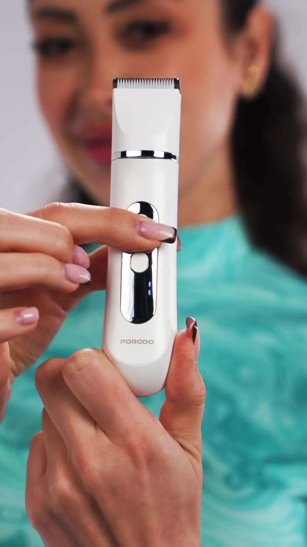 Porodo 4-in-1 Face & Body Electric Trimmer with Smart LED Display, Ceramic Precision Blades, Built-in Illumination, Full-Body Grooming, 1.5 Working Time - White