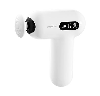 Porodo Lifestyle Active Precision Massager, Portable & Lightweight, Digital Touch Display, 6 Adjustable Speed Levels, Low Noise Design, 4 Hours Working Time, 6mm Massage Stroke - White