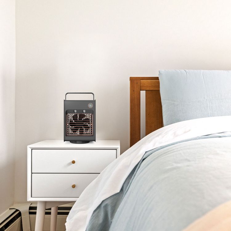 Porodo Lifestyle Air & Mist Portable Cooling Fan with Night Light and Oscillation, 4000mAh Battery Capacity,  Digital Display, Compact & Portable, Dual Mist Outlet, Type-C Charging Port, Ice Cube Tray Included - Gray 