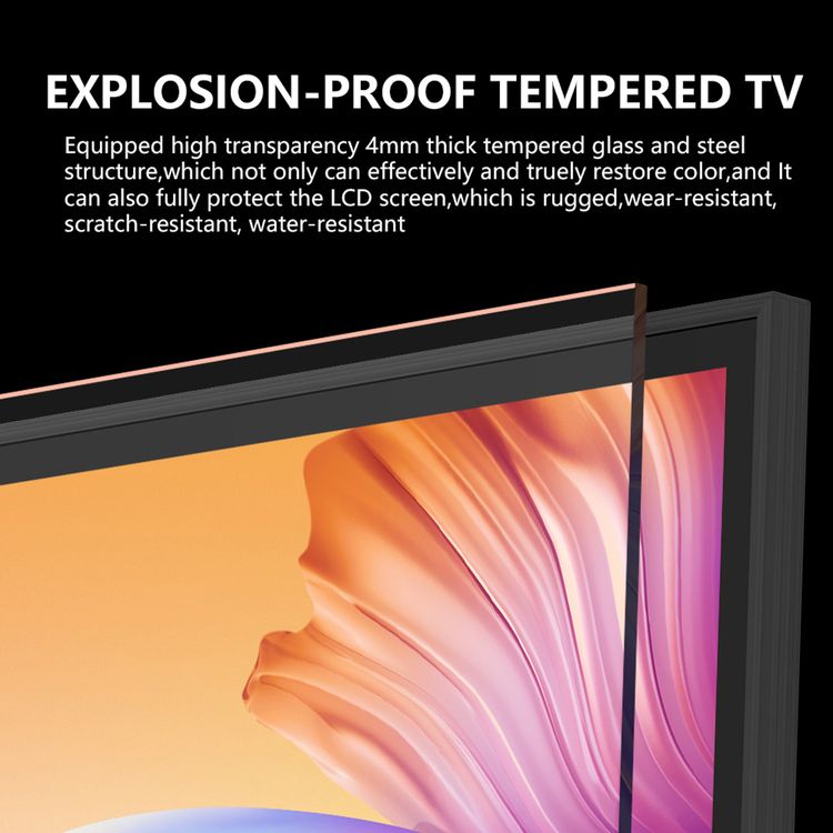 Powerology 4K Break-Proof Android TV 55", Bluetooth 5.0, 150W, Quad-Core ARM Cortex-A53 CPU, UK 3-Pin Plug, x3 HDMI, x1 VGA, x1 Coaxial - Black