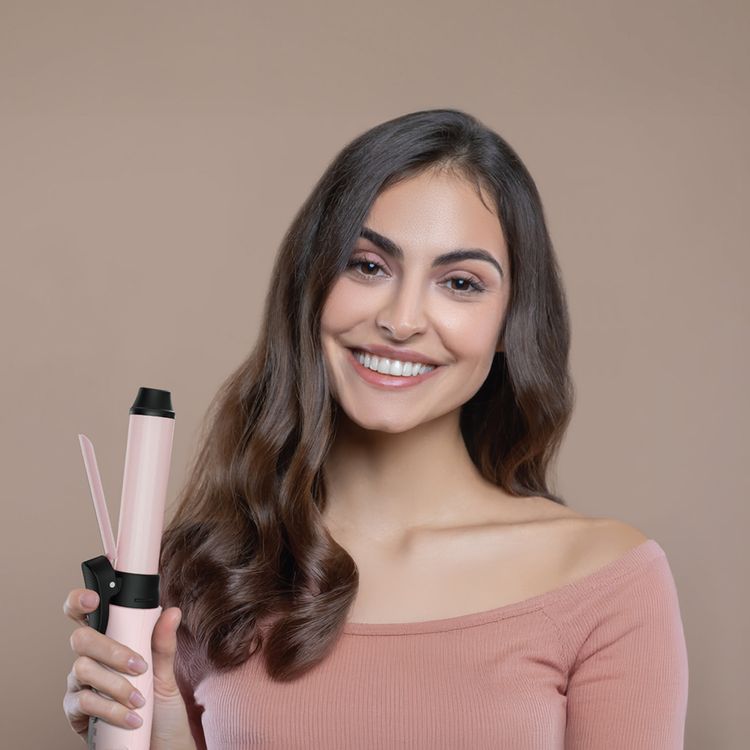 Porodo Lifestyle Cordless Curling Iron with 3 Temperature Levels, Type-C Charging Interface, 3 Hours Recharge Time, 25 Minutes Working Time, 2600mAh Battery Capacity, Quick Heat-Up Technology - Pink