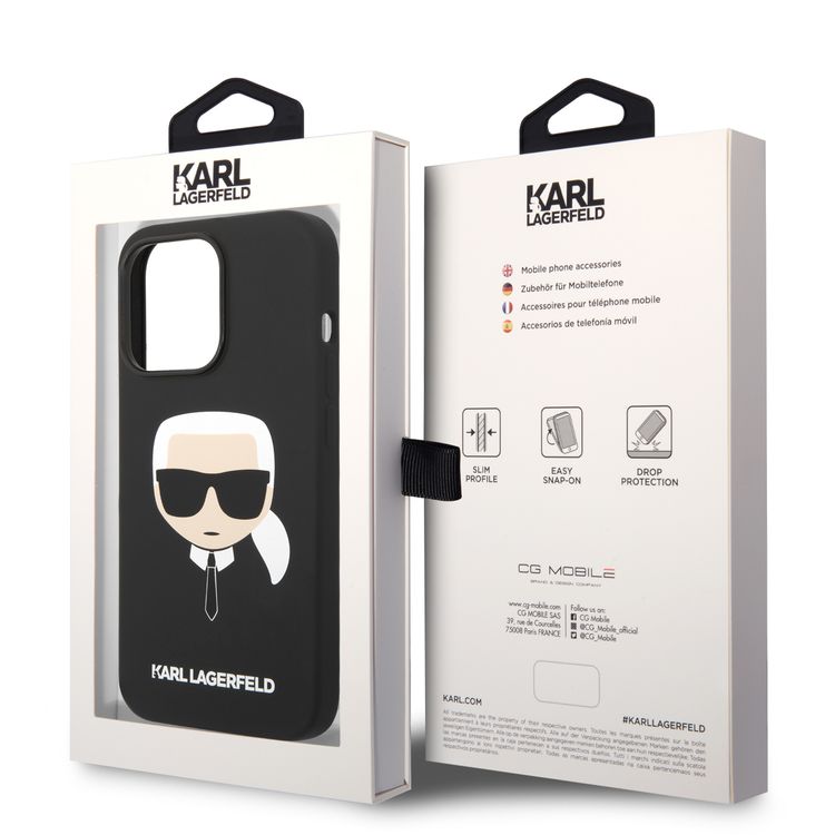 Karl Magsafe Compatibility Liquid Compatible with Silicone Case with Karl Head iPhone 14 Pro Compatibility - Black