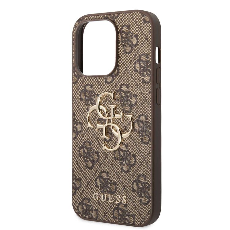 Guess PU Leather Case with 4G Metal Logo - Brown - iPhone 15 Pro Max