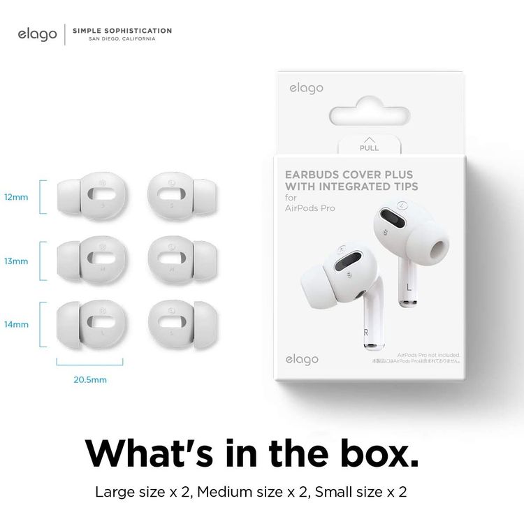 غطاء Elago Airpods Pro Earbuds Plus مع أطراف مدمجة (6 أزواج)