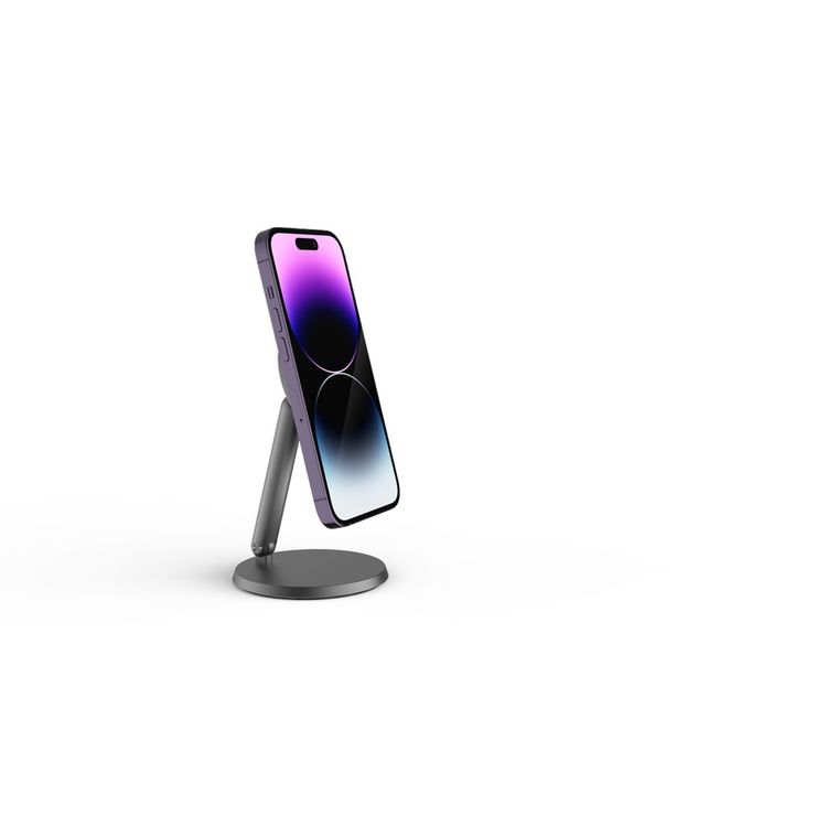 Powerology Rotatable Desktop Megasafe Phone Stand with 17*N5 Magnets, Dual Joint Design, 360° Head Rotation - Dark Gray