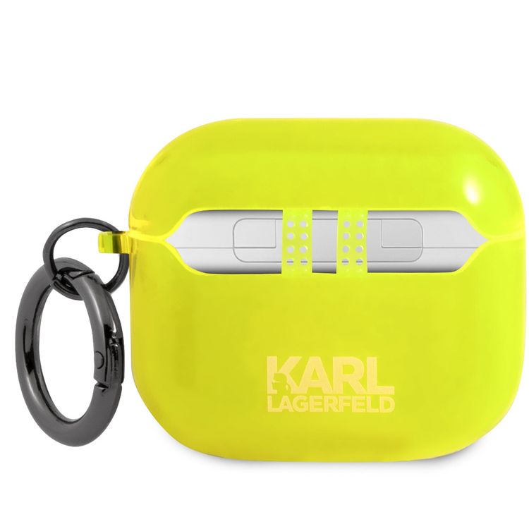 Karl Lagerfeld Choupette Fluo Case for Apple Airpods 3 with Accurate Cutouts, Wireless Charging Support, Easy Snap-on, Protection Against Scratches, Dirt and Minor Drops - Yellow