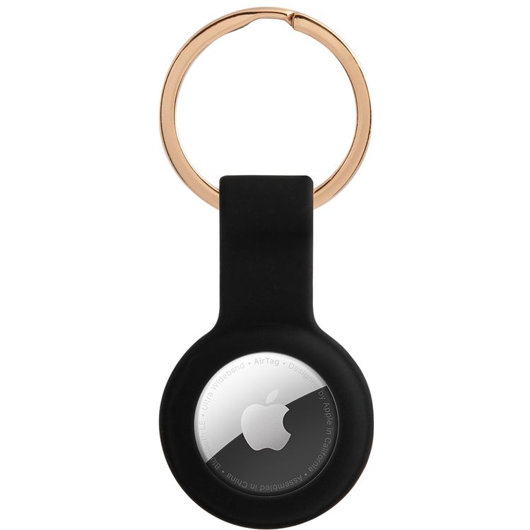 CG MOBILE Guess Silicone Classic Logo Case with Keychain for Airtag, Anti-Lost Holder with Key Ring, Easy to Attach Keys, Backpacks, Liner Bags Officially Licensed Black