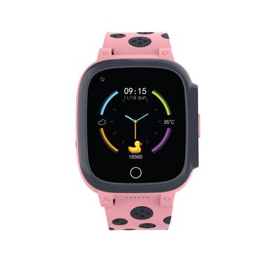 Porodo Kids 4G Smartwatch with Video Calling, 2 Days Working Time, Touch Screen, Count Steps, Body Temperature, Nano Sim Slot, 650mAh Battery - Pink
