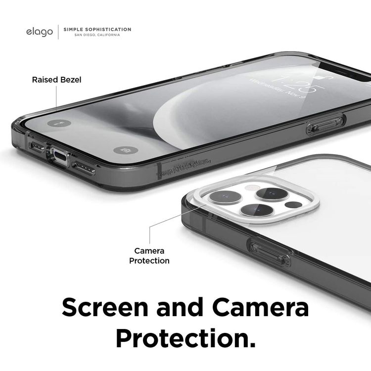 Elago Hybrid Case Compatible for iPhone 12 Pro Max (6.7"), Shock Absorbing Case Suitable Wireless Charging, Screen & Camera Protection - Black