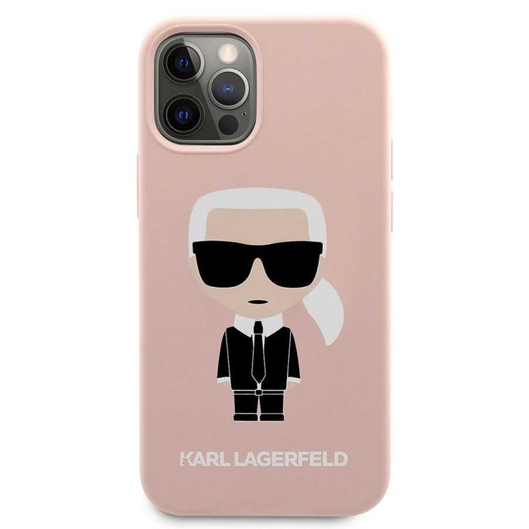 Karl Lagerfeld Liquid Silicone Case Ikonik Full Body for Apple iPhone 12 / 12 Pro (6.1 ) - Pink