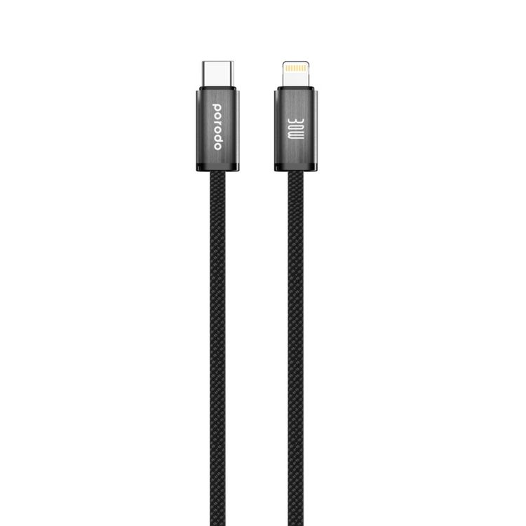 Porodo Woven 30W Type-C To Lightning Cable Cable 1.2M  - Black