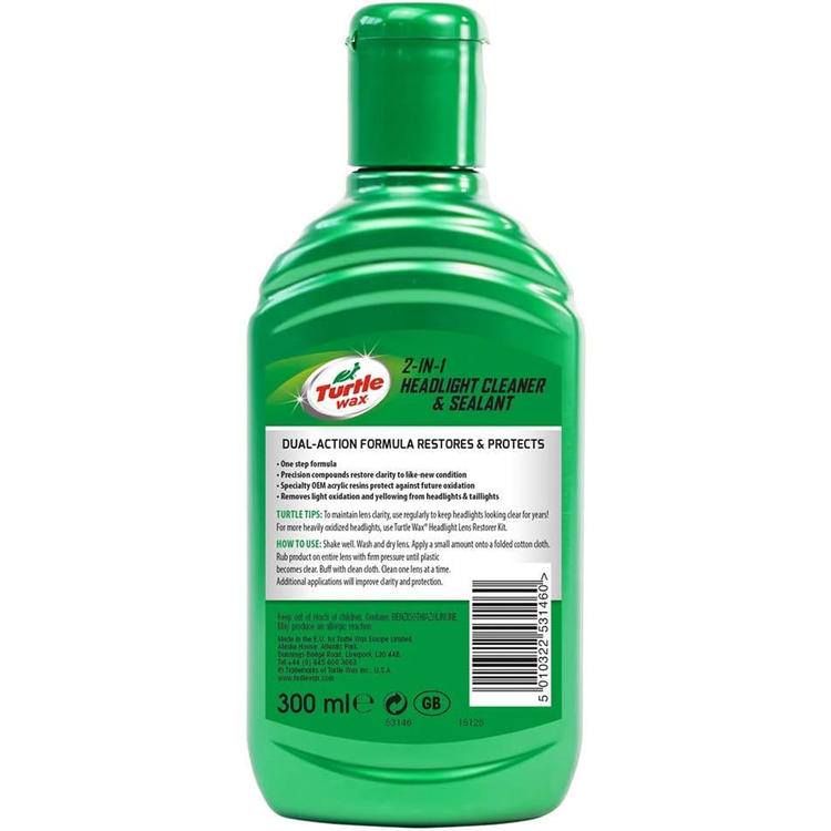 منظف ومادة مانعة للتسرب 2 في 1 للمصابيح الأمامية من Turtle Wax، 266 مل