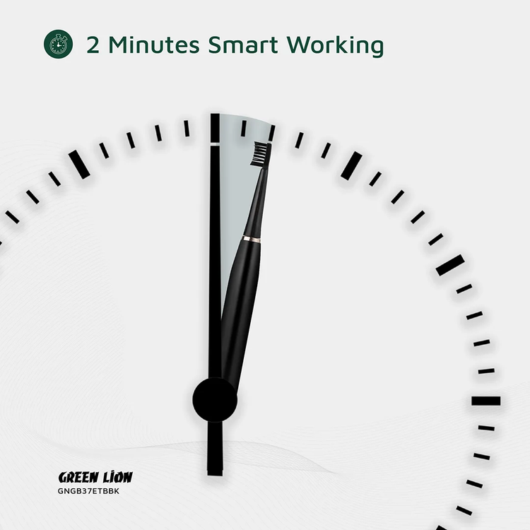 Green Lion GB-37 Electric Toothbrush with 5 Cleaning Modes, 60 Days Working Time, Waterproof, Ergonomic Design, 500mAh Battery Capacity, LED Indicator - Black  