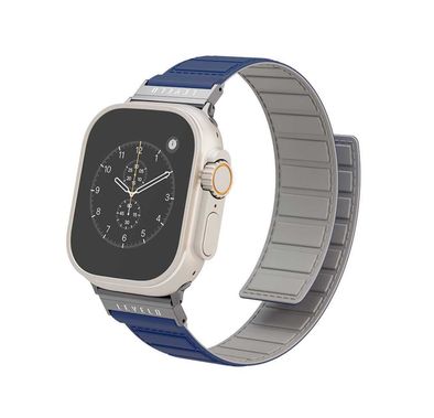 Levelo Vogue Silicone Watch Strap with Magnet for Apple Watch 49/45/22mm, Hypoallergenic Material, Compatible with SE, Series 8, 7, 6, 5 & 4, 360° Rotating Interface, Lightweight & Flexible Fit - Blue / Gray