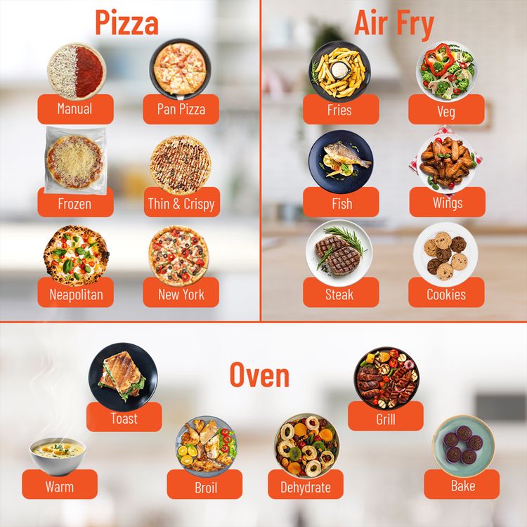 Porodo 3-in-1 Crisp Cook with Air Fryer, Pizza Mode, Oven Function, 13L Capacity, 18 Preset Cooking Modes, Intuitive Digital Control - Black