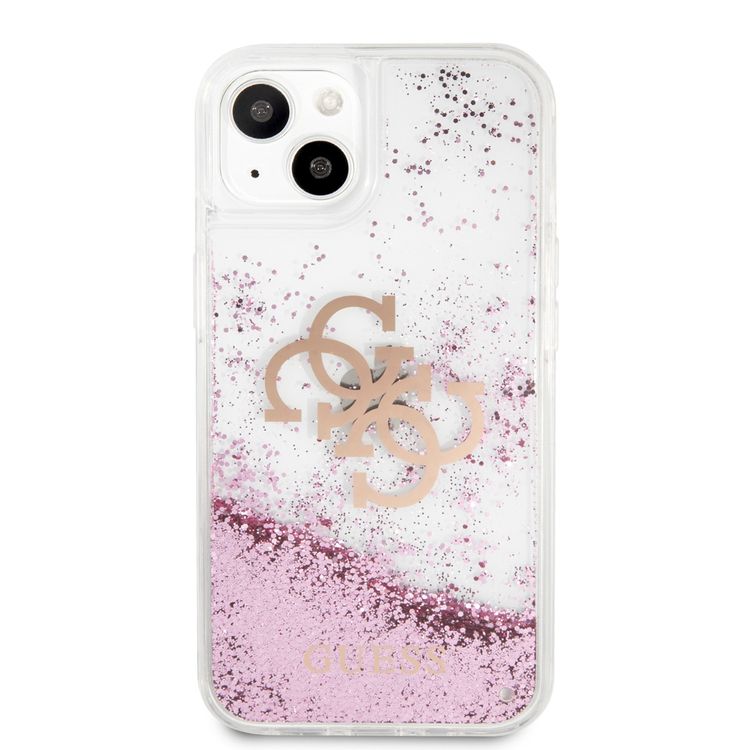 CG MOBILE Guess Liquid Glitter Case with 4G Electroplated Logo Compatible for iPhone 13 (6.1") Anti-Scratch, Easy Access to All Ports, Shock Absorption