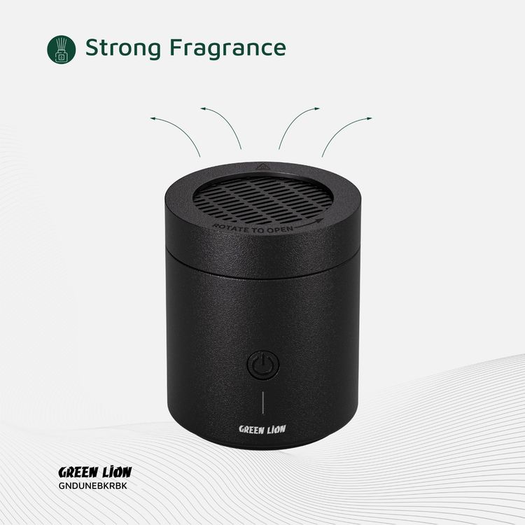 Green Lion Dune Bakhour Incense Burner with 2000mAh Battery Capacity, PA66 & Nylon Material, 300-400°C Heating Temperature, 2 Hours Charging Time, Type-C Charging Port, Strong Fragrance, Included Tweezer - Black