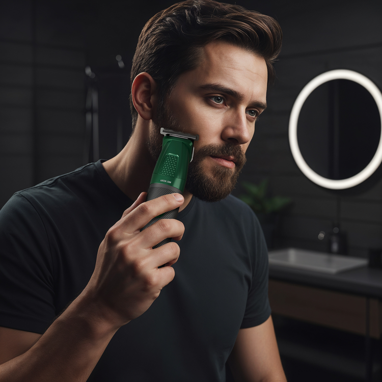 Green Lion Style Pro 6-in-1 Grooming Kit with Digital Display, Wet & Dry Trim, Charging Base, Ergonomic Design, Type-c Charging Port , Stainless Steel Blade - Green