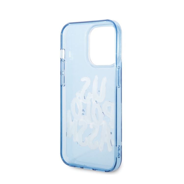 USPA PC/TPU Tranparent Case With Graffiti Logo For iPhone 14 Pro Max - Blue