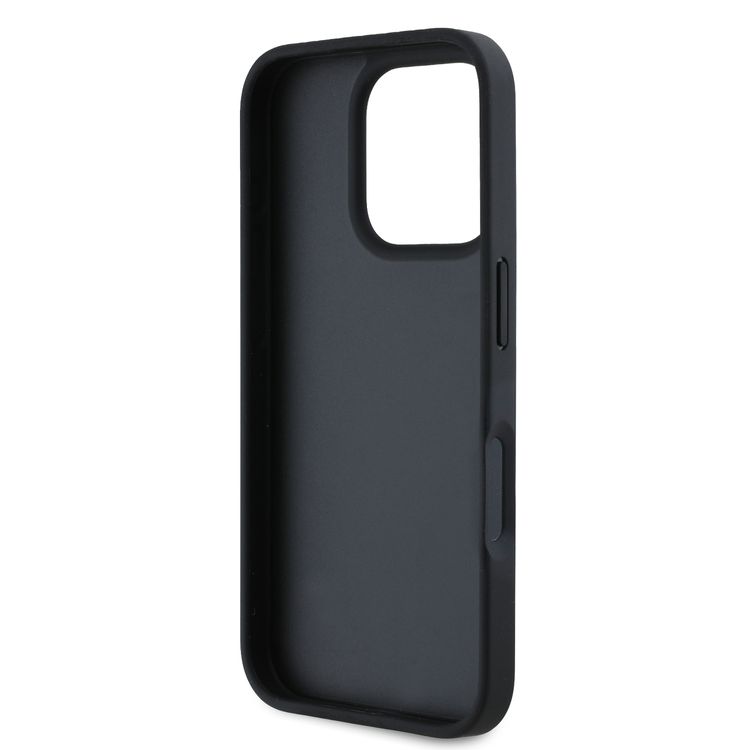 Karl Lagerfeld PU Hard Case for iPhone 16 Pro Max with Card Slot & Monogram Design Logo, Drop Protection, Easy Snap-on, Slim Profile, Lightweight, Sustainable Packaging - Black