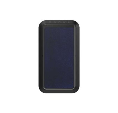 Handl Smoothe Leather Mobile Stand Phone Grip - Navy / Electroplated Gunmetal