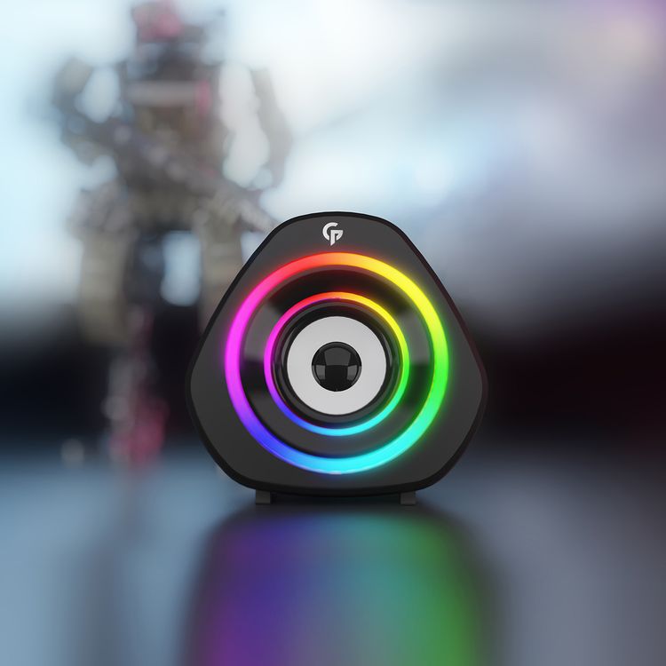 Porodo Gaming Stereo Gaming Speakers with RGB Lightning, 35dB Signal-to-Noise Ratio, 6W Power Output, 3.5mm Audio Jack, USB Connection, PC, Laptop & Mobile Phone Compatibility - Black