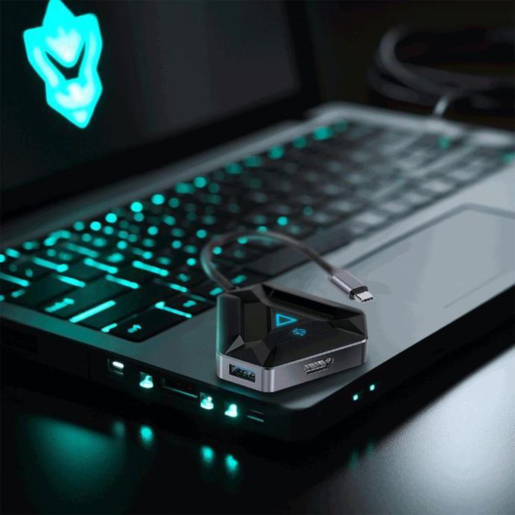 Porodo Gaming 6-in-1 USB-C Hub Gamers Edition, 4K HDMI, 100W Power Delivery, 5Gbps Data Transfer, Compatible with Android, iOS, Mac & Windows - Black