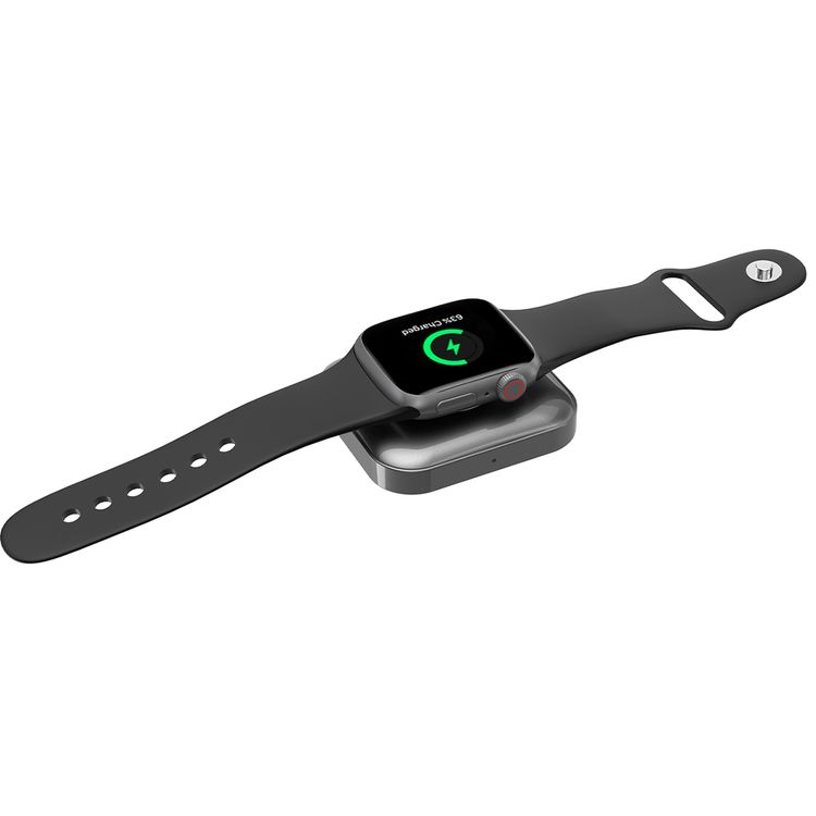 Porodo Dual-Dock Wireless Charger for Apple Watch & AirPods, Travel Friendly, 3W Apple Watch Output, 5W AirPods Output, Plug & Charge, Type-C Charging - Gray