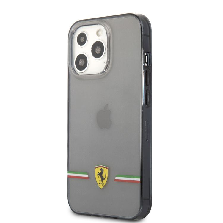CG MOBILE Ferrari Transparent Case Italia Wings Print Logo Compatible for iPhone 13 Pro Max (6.7") Scratches Resistant, Easy Access to All Ports