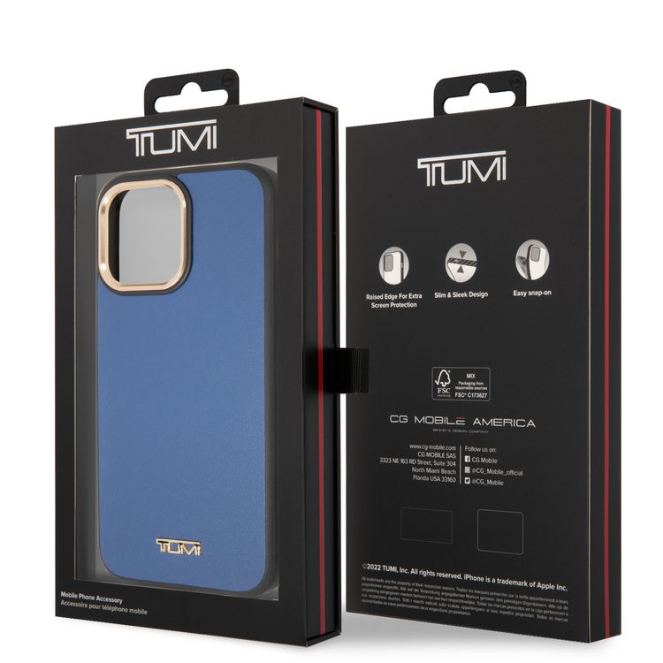 كفر حماية Tumi نسائي من الجلد الناعم لهاتف iPhone 14 Pro Max - أزرق