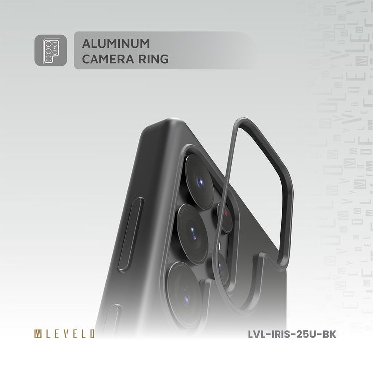 Levelo Iris Case for Samsung Galaxy S25 Ultra with MagSafe Compatibility, Premium Liquid Silicone Material, Impact-Resistant Corners, Metal Camera Ring, Strong MagSafe Magnet - Black