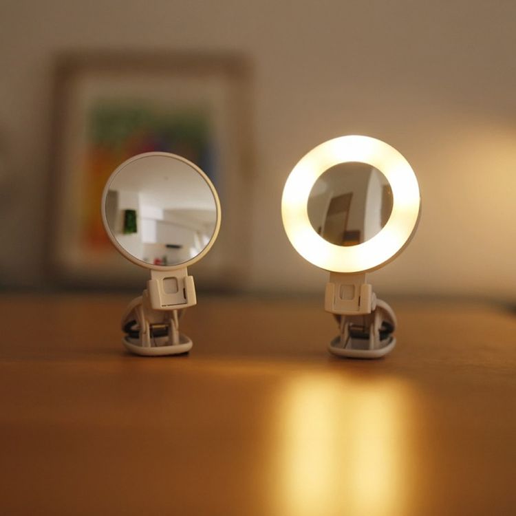 Porodo Lifestyle Clip-On Mirror Fill Light with Camera Shoe Mount, Type-C Charging Port, 200mAh Battery Capacity, Up to 4 Hours Working Time, 180° Adjustable Angle, Customizable Light Modes - White