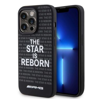 جراب AMG من السيليكون لهاتف iPhone 15 Pro يحمل شعار "The Star Is Reborn" - أسود