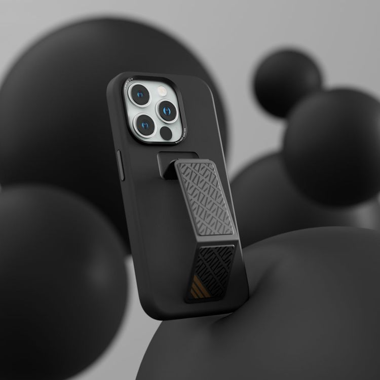 Levelo Morphix Silicone Case with Leather Grip for iPhone 15 Pro Max - Black