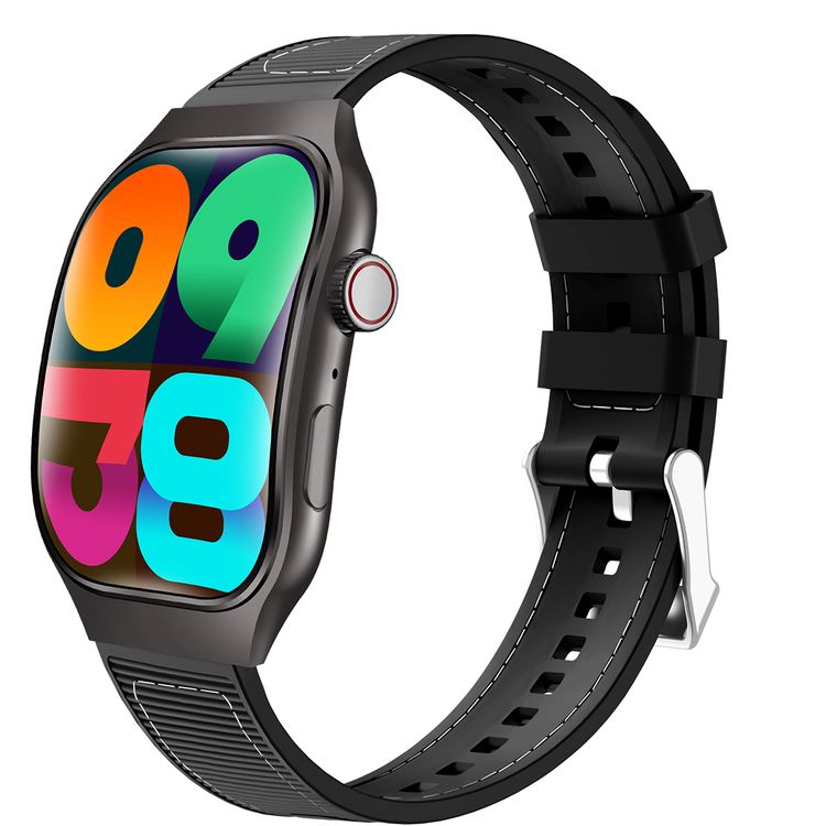 Green Lion Ridge Smart Watch with Magnetic Charging, Bluetooth Calls, Music Player, Health Monitoring, Metal Case Material, PU Leather Strap Material - Black / Black